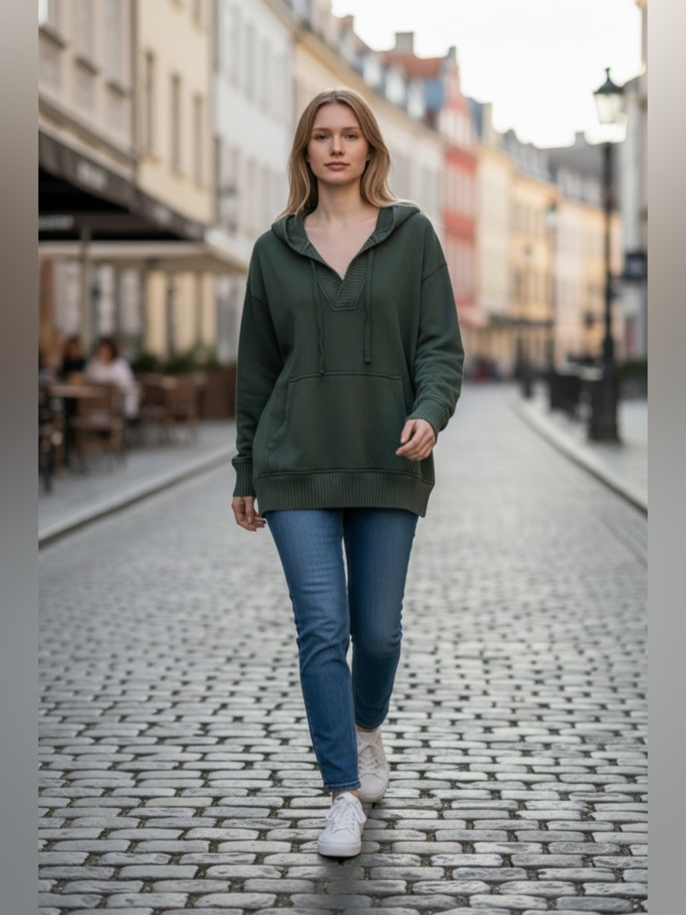 Aerie Green Oversized Hoodie Pullover Kangaroo Pocket Relaxed Fit M/M